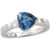 14k Gold Ring Blue Topaz w Diamond (61961)