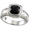Image 1 : 14K WHITE GOLD RING BLACK ONYX DIAMONDS (62270)