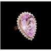 Image 1 : 26.32 ctw Kunzite and Diamond Ring - 14KT Rose Gold