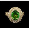 Image 2 : 2.70 ctw Tsavorite and Diamond Ring - 14KT Yellow Gold