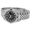 Image 2 : Rolex Mens SS Black String Diamond Lugs & Ruby Oyster Perpetaul Datejust