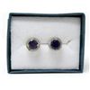 Image 1 : New Amethyst & Diamond Sterling Silver Earrings