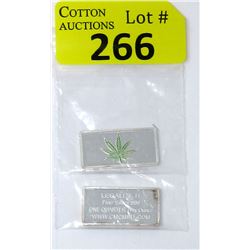 2 x 1/4 Oz. Legalize It Pot .999 Silver Bars