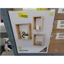 4 New Nesting Wall Shelf Sets - Pale Wood Finish