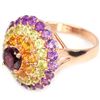 Image 3 : NATURAL RHODOLITE GARNET CITRINE PERIDOT AMETHYST Ring