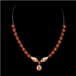Natural Orange Fire Opal Cobra Necklace