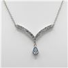 Image 2 : Dazzling 3.20 CT Blue And White Topaz Necklace