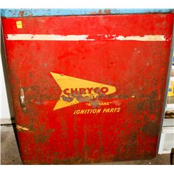 CHRYCO "ALL MAKE" VINTAGE RED PARTS/ TOOL CABINET