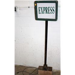 ANTIQUE "EXPRESS" LIGHT UP SIGN/ STAND
