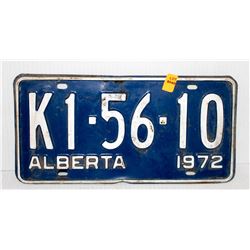 VINTAGE ALBERTA 1972 LICENSE PLATE- BLUE