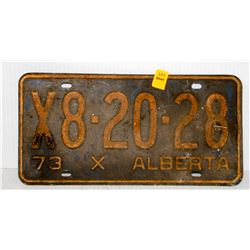 VINTAGE ALBERTA  X 1973 LICENSE PLATE- BLUE