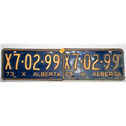 LOT OF 2 VINTAGE ALBERTA X 1973 LICENSE PLATES-