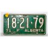 Image 1 : VINTAGE ALBERTA F 1971 LICENSE PLATE- GREEN