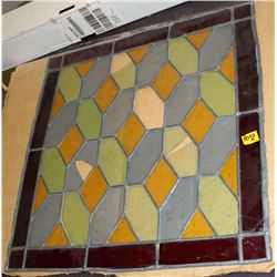 ANTIQUE STAINED GLASS PANEL- DAMAGED WITH SOME