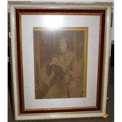ANTIQUE JOAN OF ARC SIGNED & FRAMED TAPESTRY