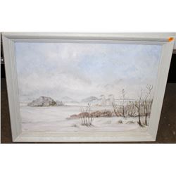 ORIGINAL ACRYLIC ON CANVAS WINTER PRAIRIE SCENE