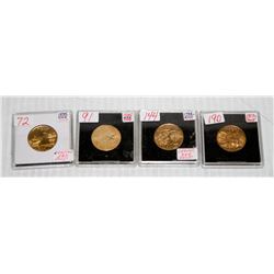 LOT OF 4 GOLD PLATED 25 CENT PCS; 2000, 2004 (2) &