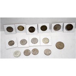 LOT OF 14 ASSORTED US 1/2  DOLLARS & US 1972 $1
