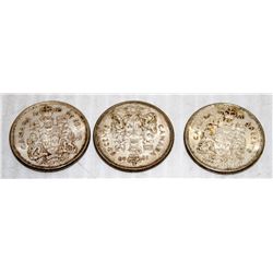 LOT OF 3 CNDN QUEEN ELIZABETH 50 CENT PCS