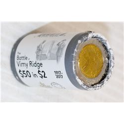 2017 $50 ROLL OF CNDN THE BATTLE OF VIMY RIDGE $2