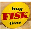 Image 1 : "BUY FISK TIRES" VINTAGE ROUND PORCELAIN ON METAL SIGN