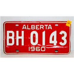 VINTAGE ALBERTA 1960 LICENSE PLATE- RED