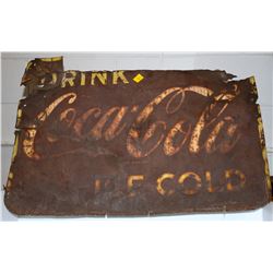 ANTIQUE COCA COLA METAL SIGN-ROUGH SHAPE
