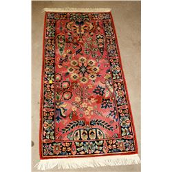 57" X 25" PERSIAN PRAYER RUG- PINK FLORAL PATTERN