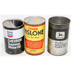 LOT OF 3 ASSORTED COLLECTIBLE MOTOR OIL  TIN CANS;