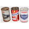Image 1 : LOT OF 3 PRESTONE ANTIFREEZE COLLECTIBLE TIN CANS