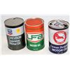 Image 1 : LOT OF 3 ASSORTED COLLECTIBLE MOTOR OIL TIN CANS;