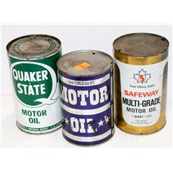 LOT OF 3 ASSORTED COLLECTIBLE MOTOR OIL TIN CANS;