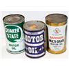 Image 1 : LOT OF 3 ASSORTED COLLECTIBLE MOTOR OIL TIN CANS;