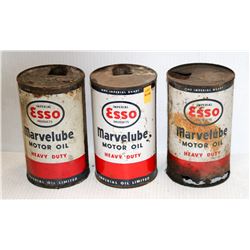 LOT OF 3 COLLECTIBLE ESSO HD MOTOR OIL TINS