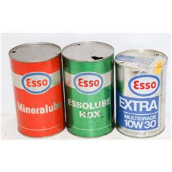 LOT OF 3 ASSORTED COLLECTIBLE ESSO AUTOMOTIVE TINS