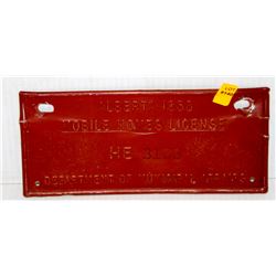 1958 ALBERTA MOBILE HOMES LICENSE PLATE