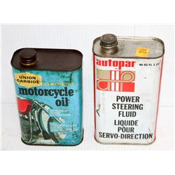 LOT OF 2 ASSORTED AUTOMOTIVE VINTAGE TINS;