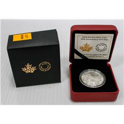 2014 $10 FINE SILVER COIN; 70TH ANNIVERSARY OF