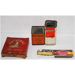 LOT OF 4 ASSORTED SHOP COLLECTIBLES; DELCO REMY