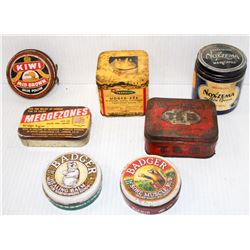 LOT OF 7 ESTATE COLLECTIBLES & TINS; NOXZEMA CREAM/