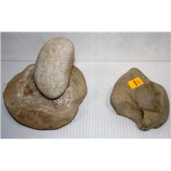 INDIGENOUS 3PC RIVER ROCK MORTAR & PESTAL
