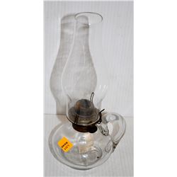 ANTIQUE SMALL CLEAR GLASS OIL FINGER LAMP