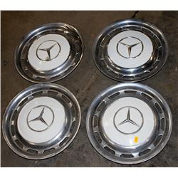 SET OF 4 ANTIQUE MERCEDES HUBCAPS
