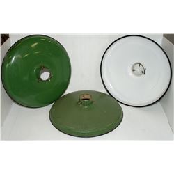 LOT OF 3 VINTAGE GREEN PORCELAIN OUTDOOR YARD