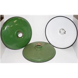 LOT OF 3 VINTAGE GREEN PORCELAIN OUTDOOR YARD