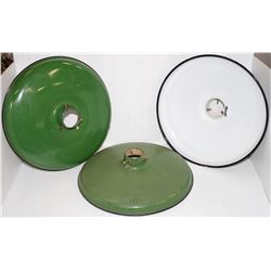 LOT OF 3 VINTAGE GREEN PORCELAIN OUTDOOR YARD