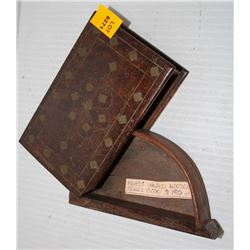 1890 BRASS INLAID WOODEN JEWEL BOX