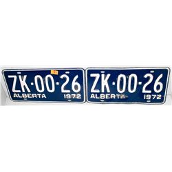 LOT OF 2 VINTAGE 1972 ALBERTA LICENSE PLATES- BLUE