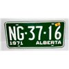 Image 1 : VINTAGE 1971 ALBERTA LICENSE PLATE- GREEN