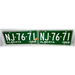 LOT OF 2 VINTAGE 1968 ALBERTA LICENSE PLATES-GREEN
